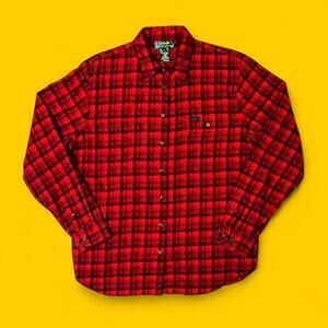 Lauren Ralph Lauren Men’s Red Black Plaid Flannel Shirt | Size L | 100% Cotton